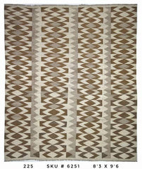 Neutral Brown Tribal Kilim Area Rug – 8'3" x 9'6" –