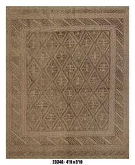 Killim Taupe Brown Textured Area Rug – Tonal Geometric Diamond Design – 4'11" x 5'10" –