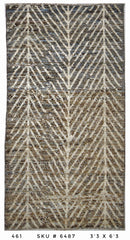 Moroccan Chevron Runner Rug 3'3" x 6'3" | Neutral Ivory Taupe Pattern
