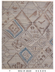 Killim Beige Geometric Area Rug – Tribal Diamond Motif Design | 6'2" x 8'0"