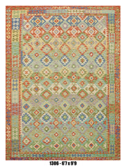 Pastel Diamond Geometric Kilim Area Rug