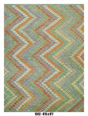 Pastel Chevron Kilim Area Rug – 6'6" x 9'7" –