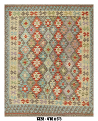 Handmade Afghan Rug — Killim 5x7-8
