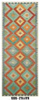 Kilim Runner Rug 2'9" x 9'0" – Colorful Geometric Diamond Flatweave Rug