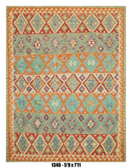 Handmade Afghan Rug — Killim 6x8-9