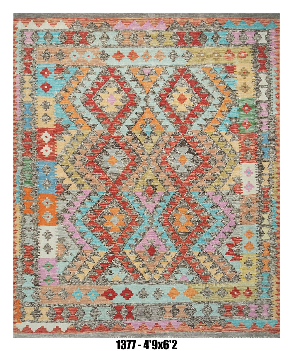 Handmade Afghan Rug — Killim 5x7-8