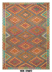 Vibrant Diamond Kilim Area Rug