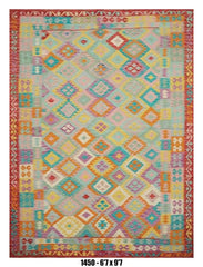 Pastel Diamond Kilim Area Rug – 6'7" x 9'7" –