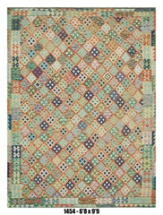 Pastel Navy Diamond Kilim Area Rug – 6'8" x 9'9"