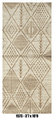 Moroccan Runner Rug 3'7" x 10'0" | Ivory Taupe Tribal Diamond Hallway Rug