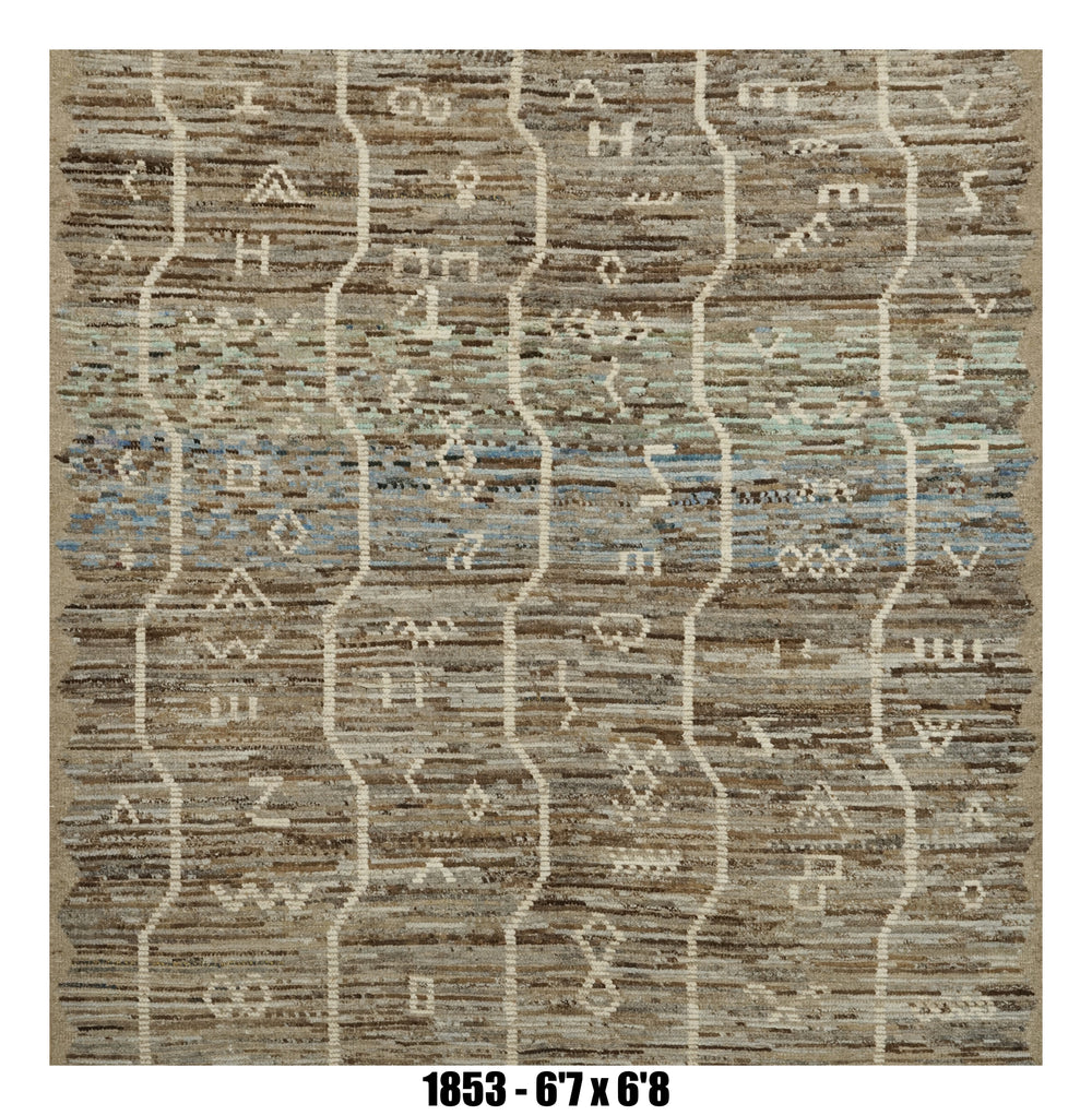 Handmade Afghan Rug — Moroccan Square - Round
