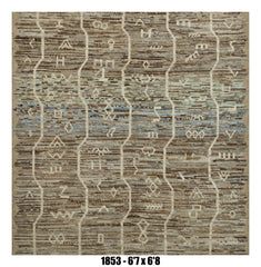 Handmade Afghan Rug — Moroccan Square - Round