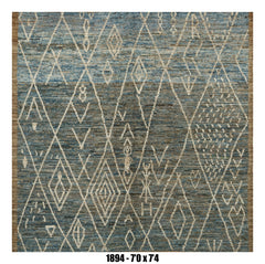 Handmade Afghan Rug — Moroccan Square - Round