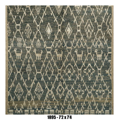 Handmade Afghan Rug — Moroccan Square - Round