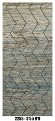 Moroccan Runner Rug 3'5" x 9'9" | Blue Gray Chevron Hallway Rug