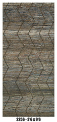 Moroccan Runner Rug 3'6" x 9'6" | Blue Gray Chevron Hallway Rug