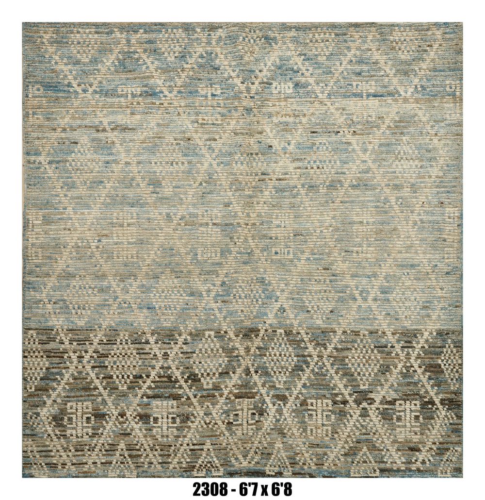 Handmade Afghan Rug — Moroccan Square - Round