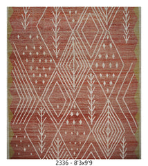 Moroccan Tribal Area Rug 8'3" x 9'9" | Terracotta Ivory Geometric Diamond Pattern