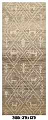 Moroccan Runner Rug 3'9" x 13'0" | Taupe Ivory Tribal Animal Hallway Rug