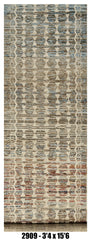 Moroccan Runner Rug 3'4" x 15'6" | Blue Gray Tribal Geometric Hallway Rug