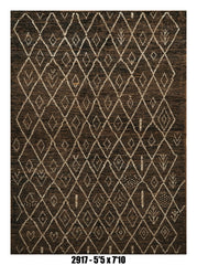 Dark Brown Moroccan Rug Tribal Diamond Lattice Design