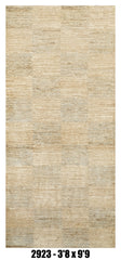 Moroccan Runner Rug 3'8" x 9'9" | Ivory Beige Solid Textured Hallway Rug
