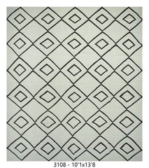 Modern Area Rug 10'1" x 13'8" – Ivory Black Geometric Diamond Living Room Rug