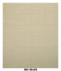 Solid Beige Minimal Kilim Area Rug – 8'0" x 9'9" –