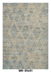 Moroccan Area Rug 3'5" x 5'1" |Blue Diamond Tribal Pattern