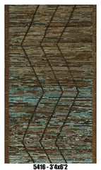 Moroccan Runner Rug 3'4" x 6'2" | Brown & Teal Tribal Pattern