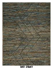 Moroccan Area Rug 3'6" x 4'7" | Brown & Teal Diamond Pattern