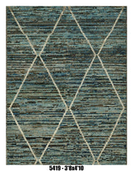 Moroccan Area Rug 3'8" x 4'10" | Blue Diamond Tribal Pattern