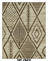 Moroccan Area Rug 3'8" x 4'10" | Ivory & Brown Tribal Berber Design