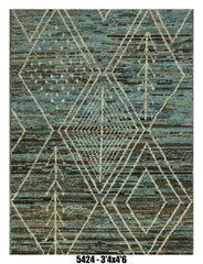 Moroccan Area Rug 3'4" x 4'6" | Blue Berber Diamond Pattern