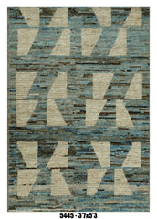 Moroccan Geometric Area Rug 3'7" x 5'3" | Blue & Cream Modern Pattern