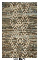 Moroccan Geometric Area Rug 3'1" x 4'10" | Blue Brown Diamond Pattern