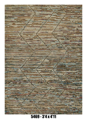 Moroccan Chevron Area Rug 3'4" x 4'11" | Blue Brown Textured Chevron Pattern