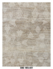 Moroccan Geometric Area Rug 10'3" x 13'7" | Ivory Taupe Abstract Tribal Pattern