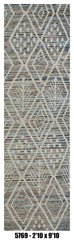 Moroccan Runner Rug 2'10" x 9'10" | Blue Gray Ivory Tribal Diamond Hallway Rug
