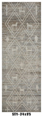Moroccan Runner Rug 3'4" x 9'5" | Taupe Ivory Tribal Animal Hallway Rug