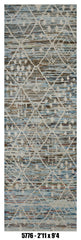 Moroccan Runner Rug 2'11" x 9'4"| Blue Gray Ivory Tribal Diamond Hallway Rug