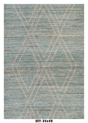 Moroccan Diamond Area Rug 3'4" x 4'8"| Blue Beige Geometric Pattern
