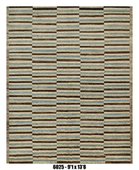 Moroccan Striped Area Rug 9'1" x 13'8" | Ivory Brown Blue Linear Pattern
