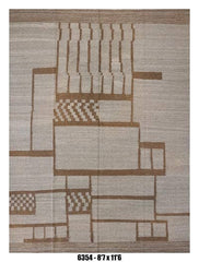 Modern Area Rug 8'7" x 11'6" – Taupe Beige Abstract Geometric Living Room Rug