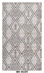 Moroccan Tribal Runner Rug 3'3" x 5'11" | Ivory Black Diamond Pattern