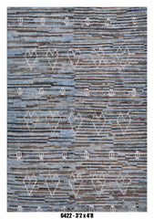 Moroccan Geometric Area Rug 3'2" x 4'8" | Blue Beige Abstract Pattern