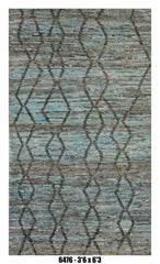 Moroccan Diamond Runner Rug 3'6" x 6'3" | Blue Grey Charcoal Lattice Pattern