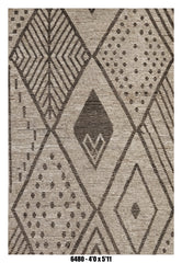Moroccan Tribal Area Rug 4'0" x 5'11" | Neutral Ivory Brown Diamond Pattern
