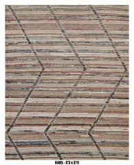Moroccan Geometric Area Rug 3'3" x 3'11" | Neutral Striped Lattice Pattern