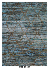 Moroccan Geometric Area Rug 3'2" x 4'7" | Blue Multi Diamond Lattice Pattern